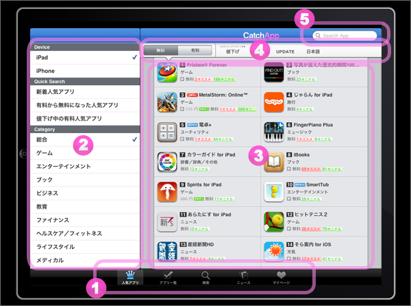 Ipadのアプリ検索をもっと快適に Catchapp For Ipad の使い方 Catchappnews Iphoneアプリ検索 Catchapp
